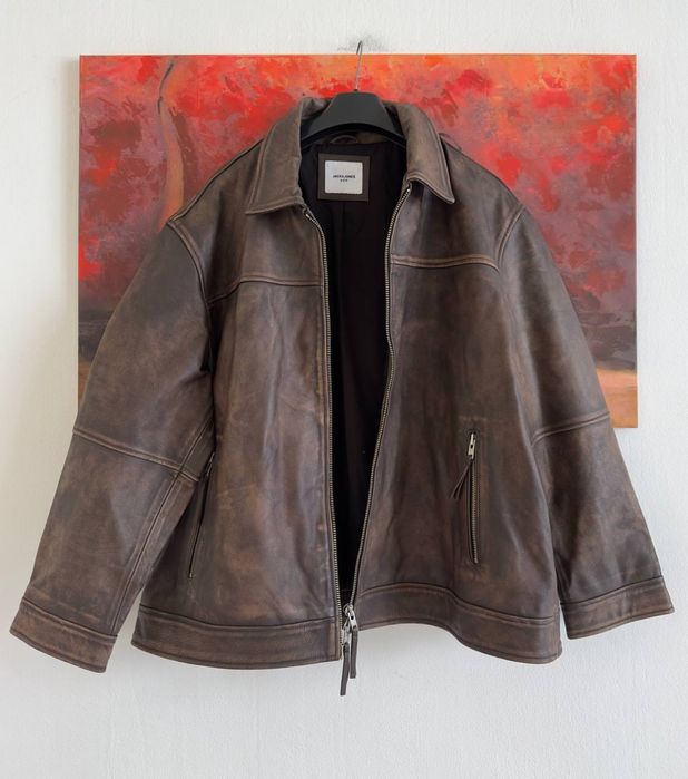 Новая кожаная куртка Jack & Jones оригинал Размер 3XL