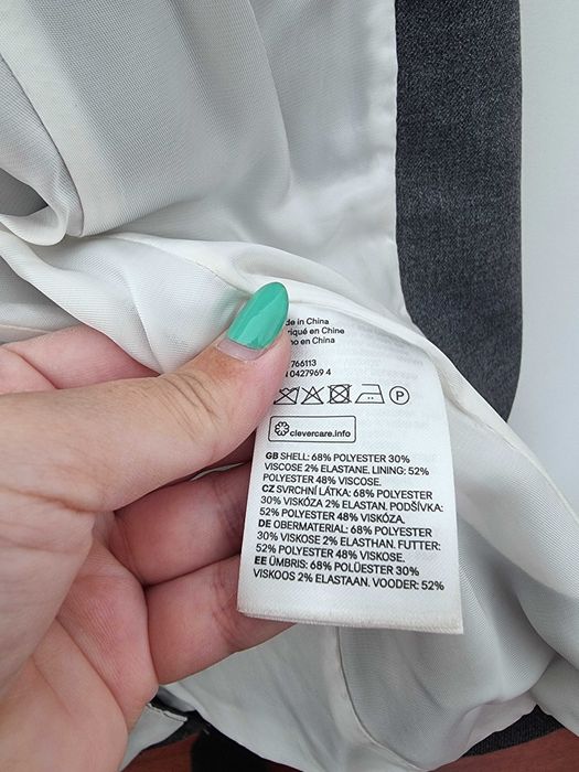 Blazer cinzento com efeito de mangas arregaçadas H&M, tamanho 34