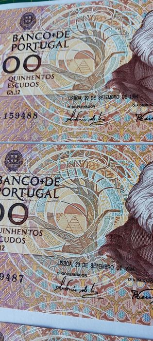 Vendo 4 notas de 500$ Mouzinho da Silveira de 1994