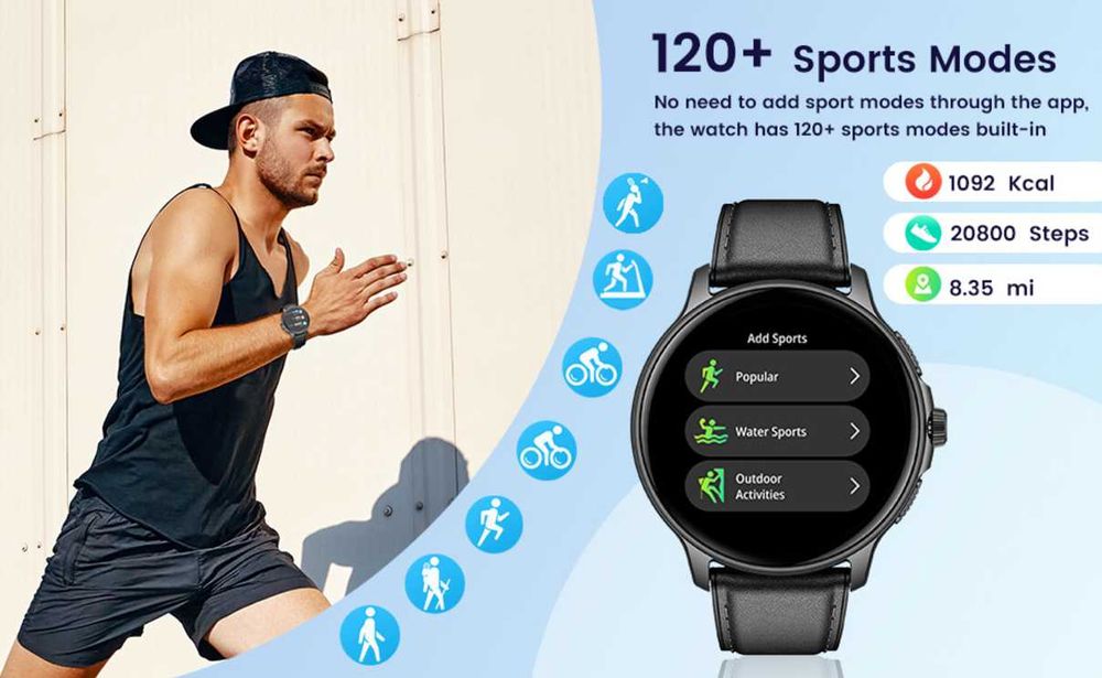 SMARTWATCH  Wodoodporny IP68 Czarny