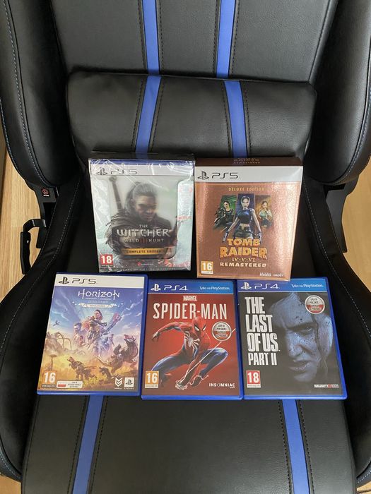 Zestaw 5 gier w tym kolekcjonerskie ps5 + ladowarka do padów
