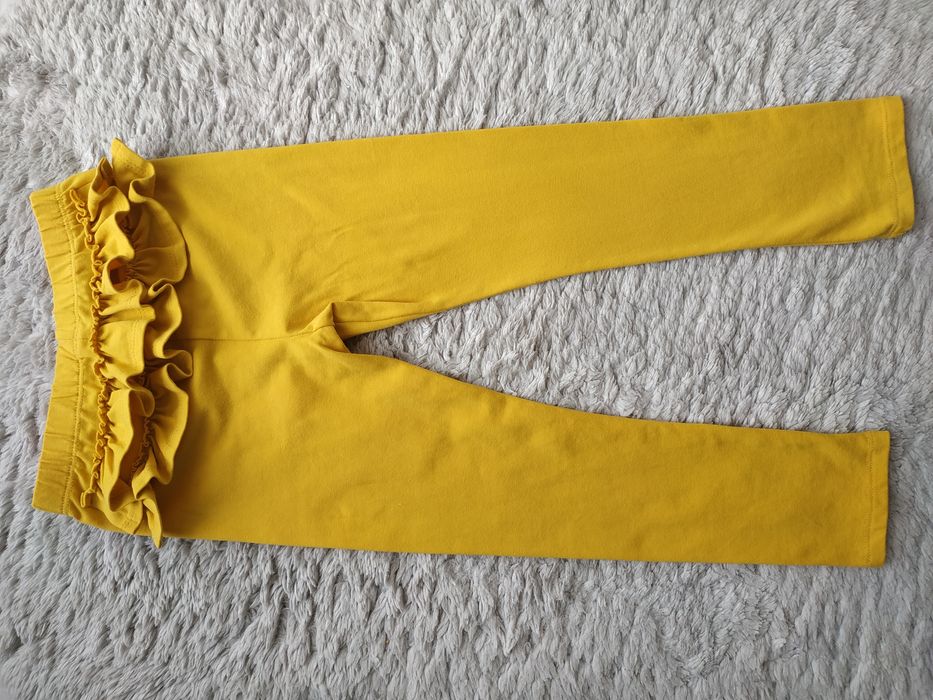 Legginsy/gładkie/żółte/falbanki/wiosna/lato/Haydi/r.98/104