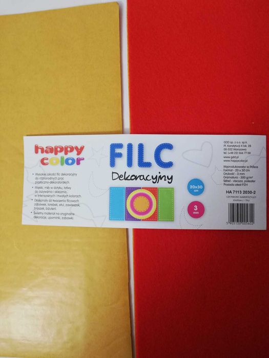 Filc czerwony gruby samoprzylepny 20x30 cm 4 szt