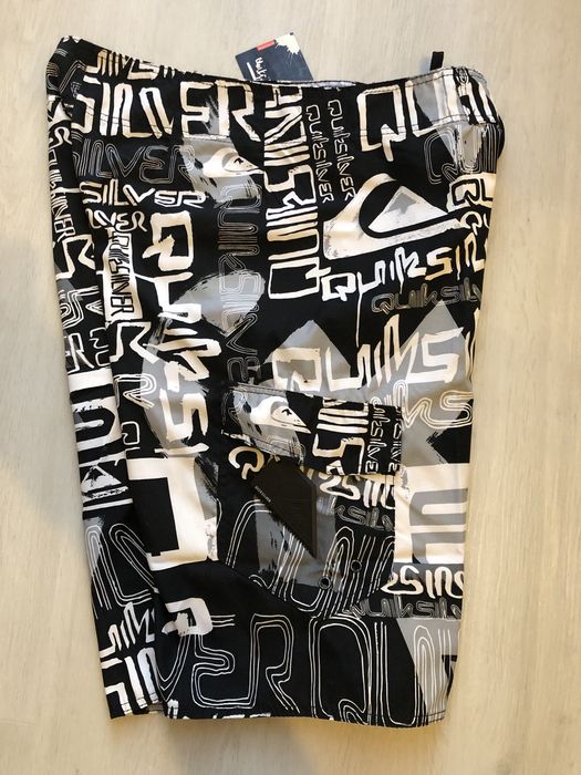 Calções de Banho Quiksilver Branco e Cinza 32 (NOVO)