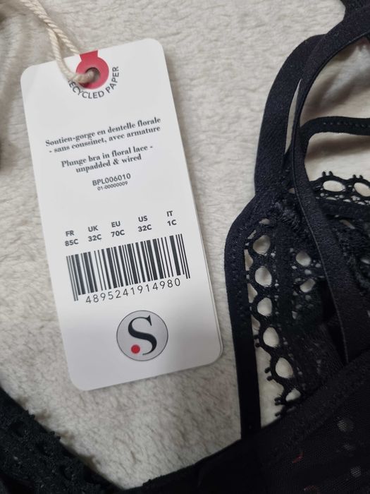 Scandale eco lingerie, biustonosz koronkowy czarny, rozmiar 75E