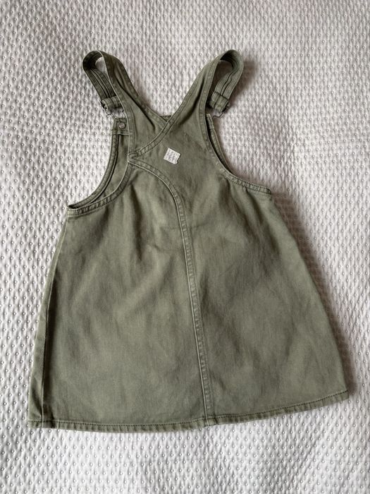 Sukienka ogrodniczka Zara 110 zielona khaki
