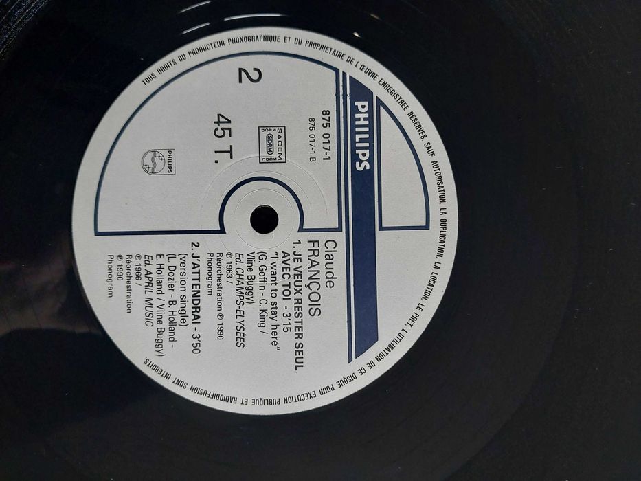 Vinyl Claude François "J'attendrais "