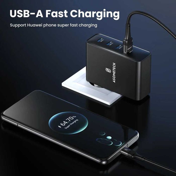 Мережевий зарядний пристрій Asometech GaN 100W