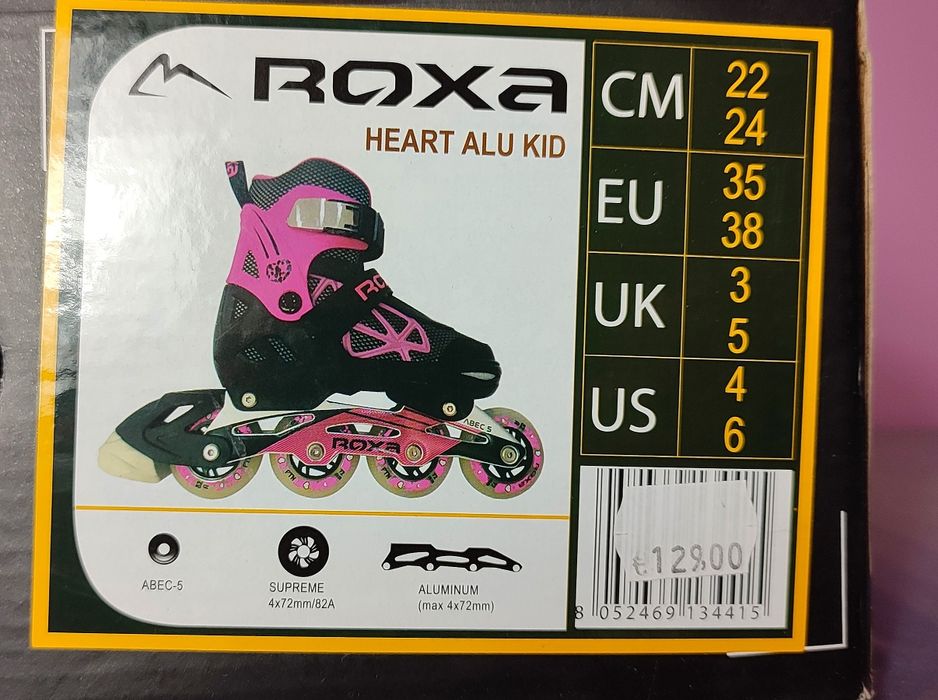 Fabrycznie NOWE - rolki ROXA Heart Alu Kid - r. 35-38 - świecące kółka
