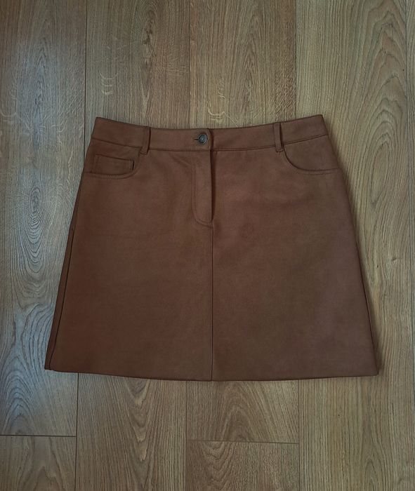 Коричнева жіноча замшева спідниця