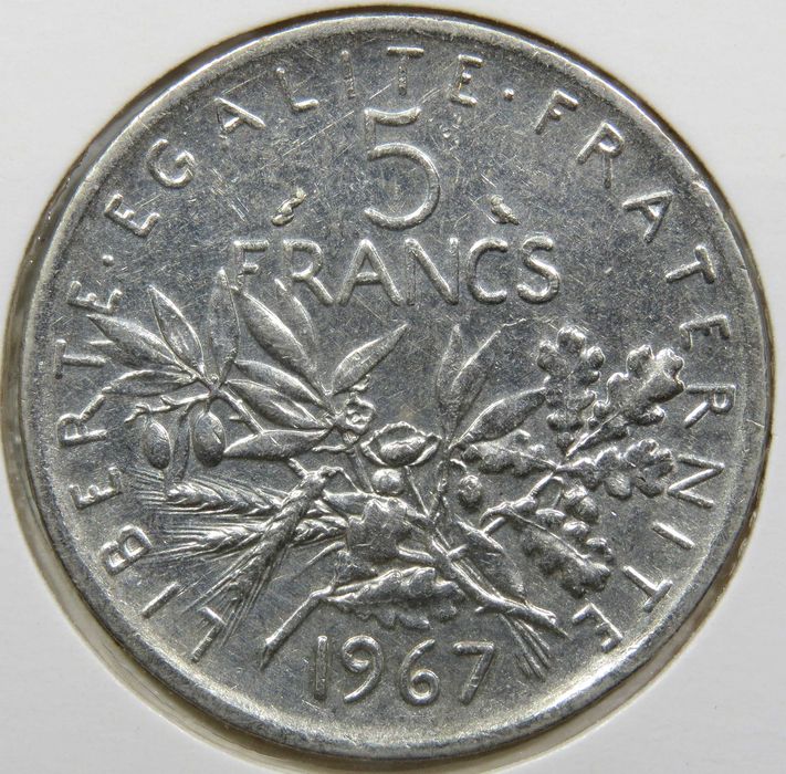Republica França - 5 Francos EM PRATA - 5ª Republica - 1967