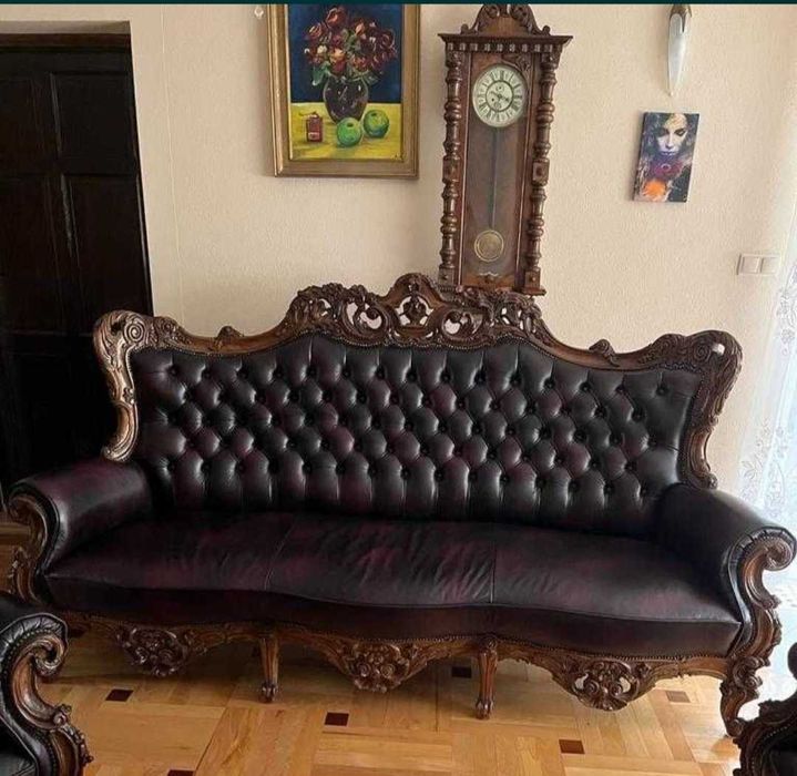 komplet skórzany włoski,typ pałacowy, ręczna robota cena 25 tys. zł