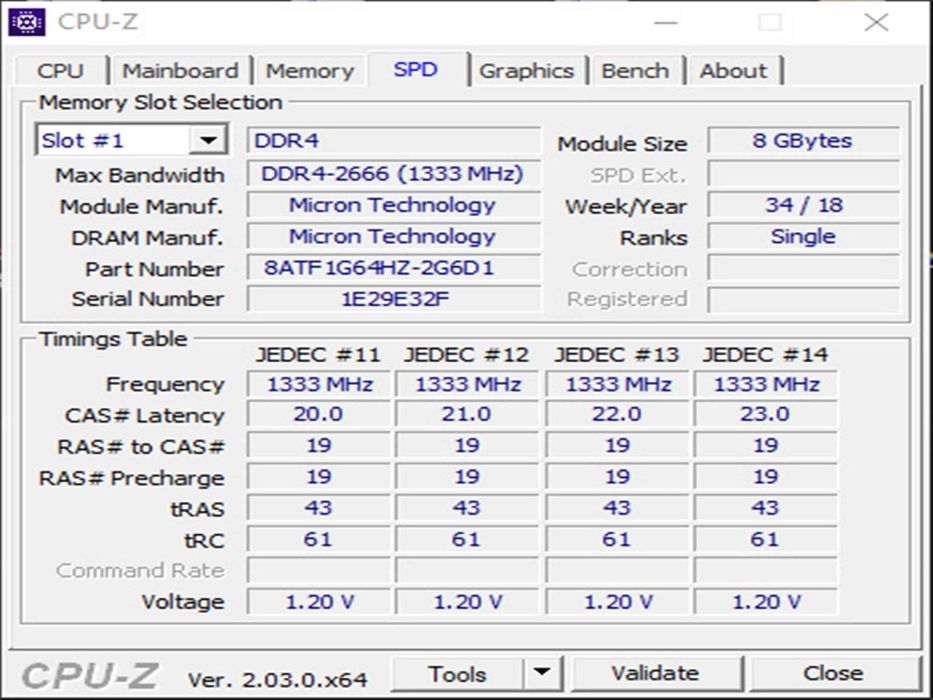 DDR4 8GB Micron 2666v
