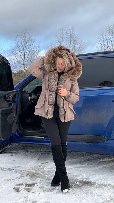 Зимова куртка з песцом, натуральный мех, парка зимняя,пуховик