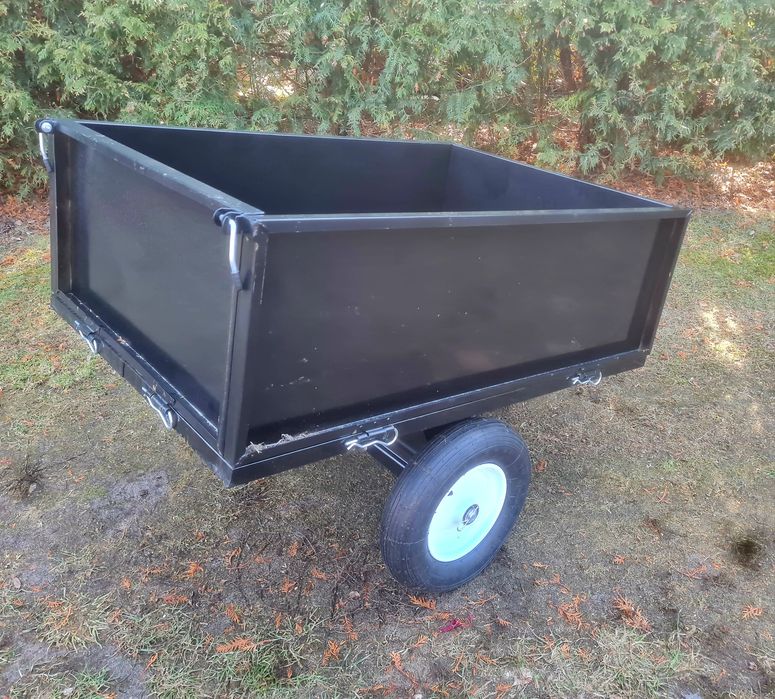 Przyczepka z otwieranymi burtami do kosiarki traktorka quada laweta