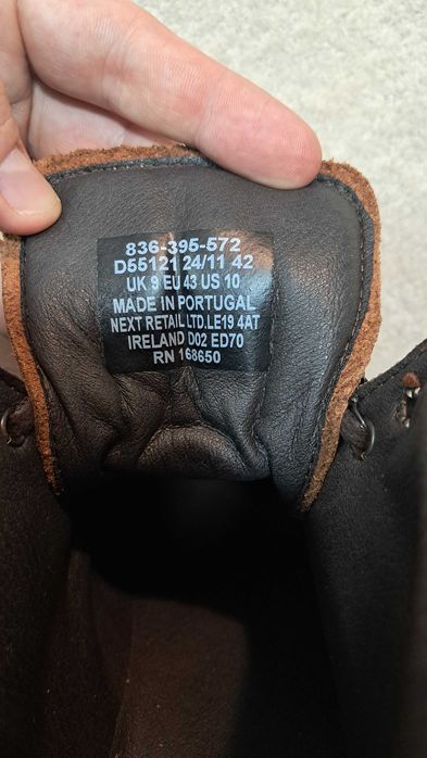 Next Męskie Botki sznurowane 43 brązowe