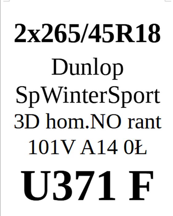 2x 265/45R18 Dunlop SpWinterSport 3D 101V 6,52mm