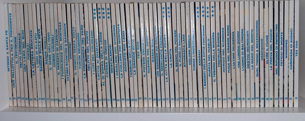 Lote Tex Willer, BD original em italiano. 134 álbuns da série regular