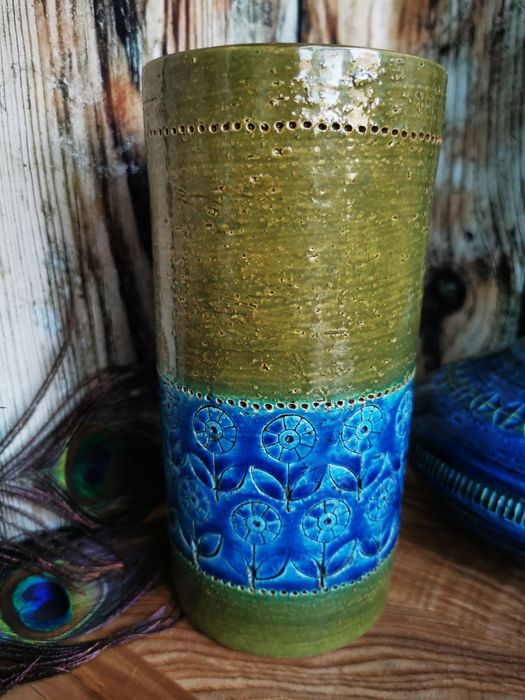 Ceramiczny wazon, Aldo Londi, Bitossi, Thai Silk, oryginał UNIKAT