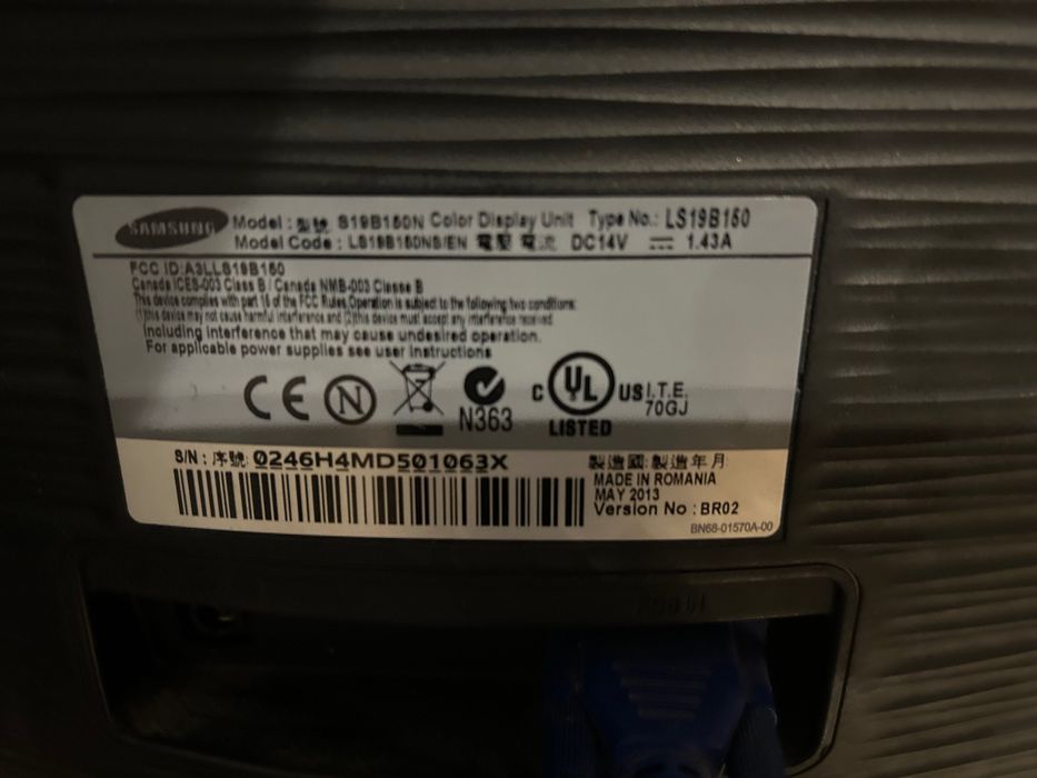 Monitor Samsung Syncmaster S19B150