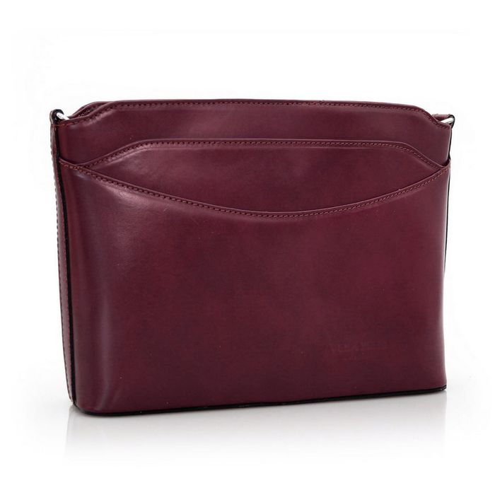 VERA PELLE torebka listonoszka duża klasyczna z paskiem V063 c.bordowa