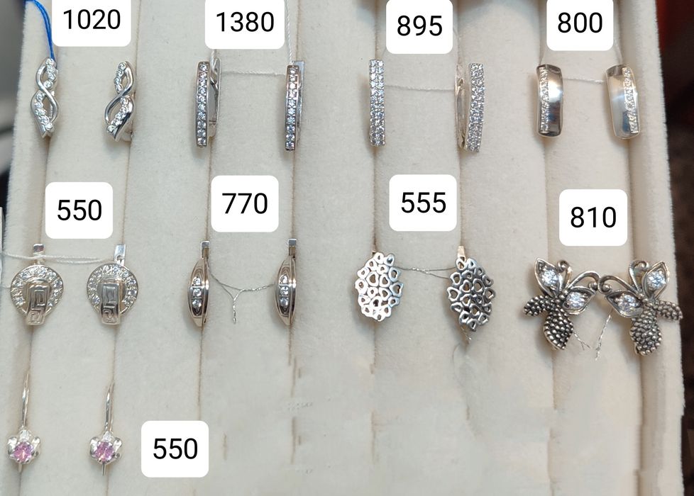 Тільки доба -14% Сережки срібні пусети гвоздики протяжки з золотими на