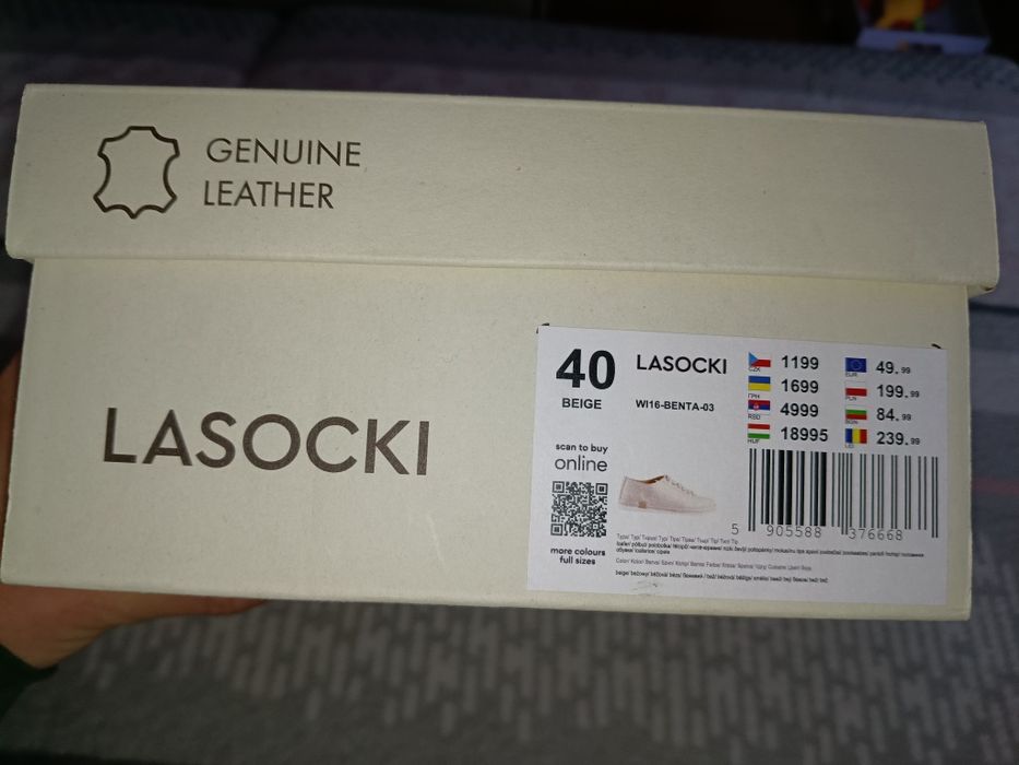 Damskie półbuty sneakersy skórzane skóra Lasocki 40 jak nowe