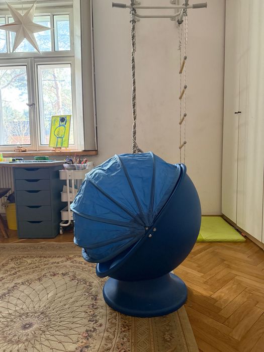 IKEA PS LÖMSK fotel obrotowy – niebieski, funkcja kryjówki