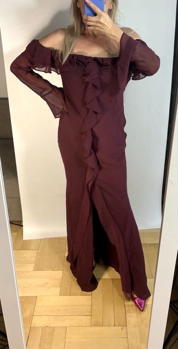 Cudna maxi hiszpanka ASOS zdobiona falbankami 2XL 44