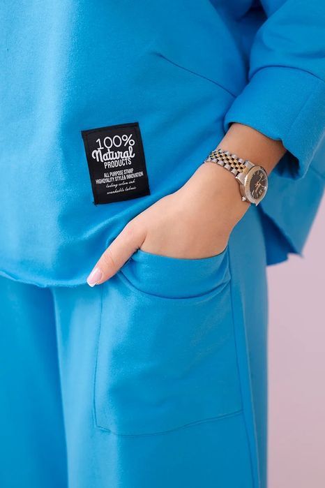 Komplet Bawełniany Bluza + Spodnie Turkusowy