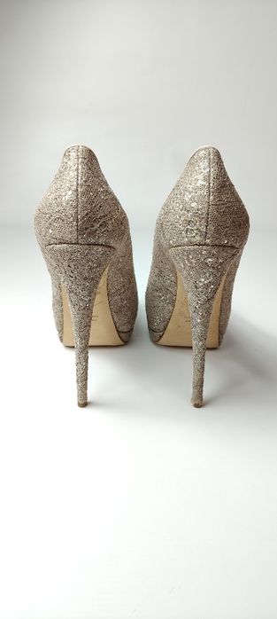 Szpilki czułenka na obcasie Giuseppe Zanotti rozmiar 41 skóra brokat