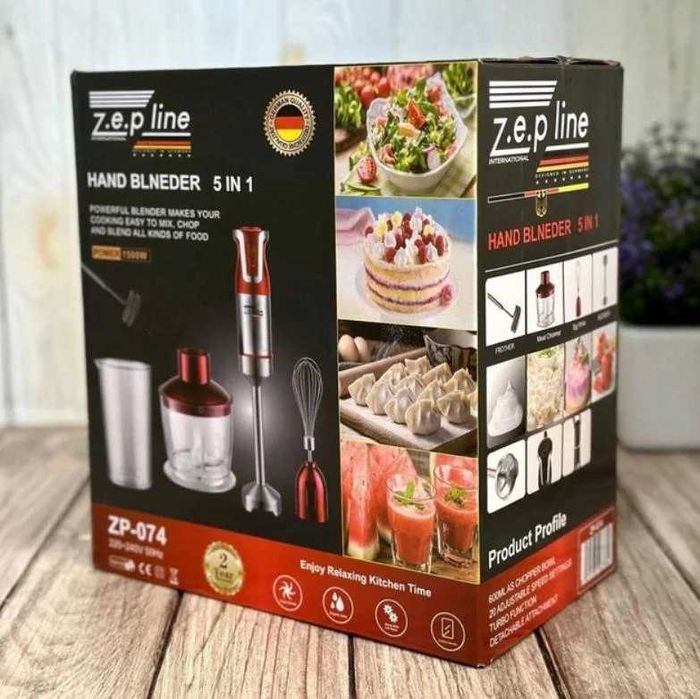 НЕМЕЦКИЙ Блендер 5 В 1 ZepLine ZP-074 1500 Вт Красный
