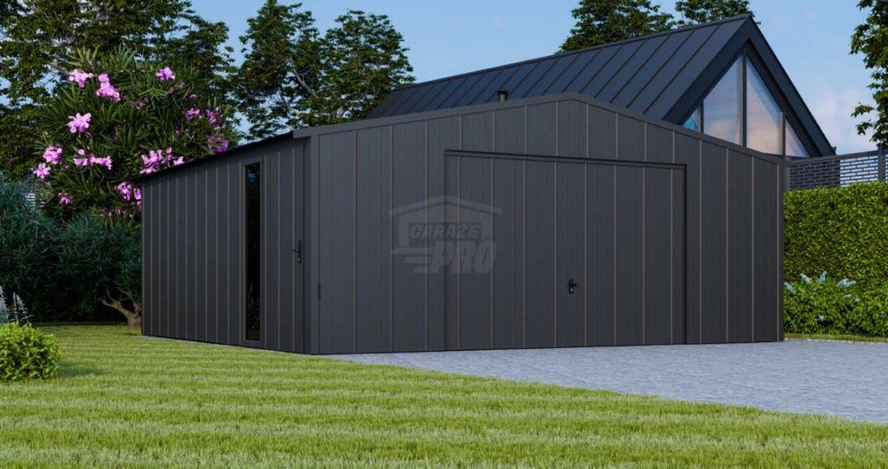 Garaż blaszany 7x6m brama okno drzwi blacha na rąbek dach GP647