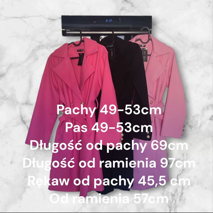 Wyprzedaż Płaszcz wiosenny różowy czarny