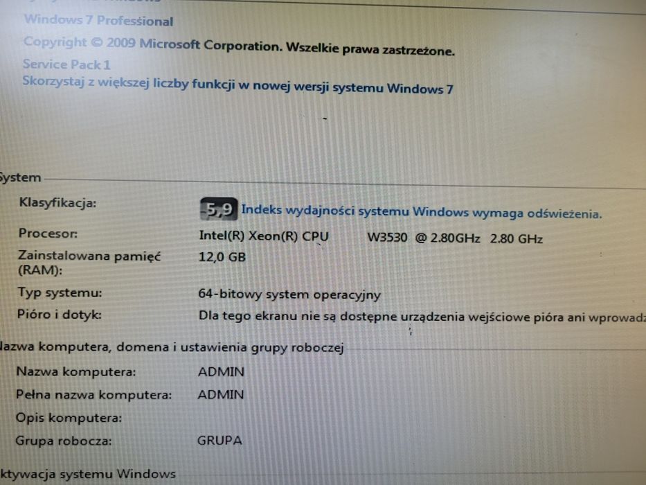 Zestaw komputer Dell Precision T3500 + monitor 22" WIN 7/OFFFICE 2013