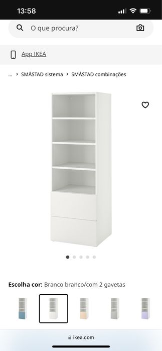 Estante branca com 2 gavetas