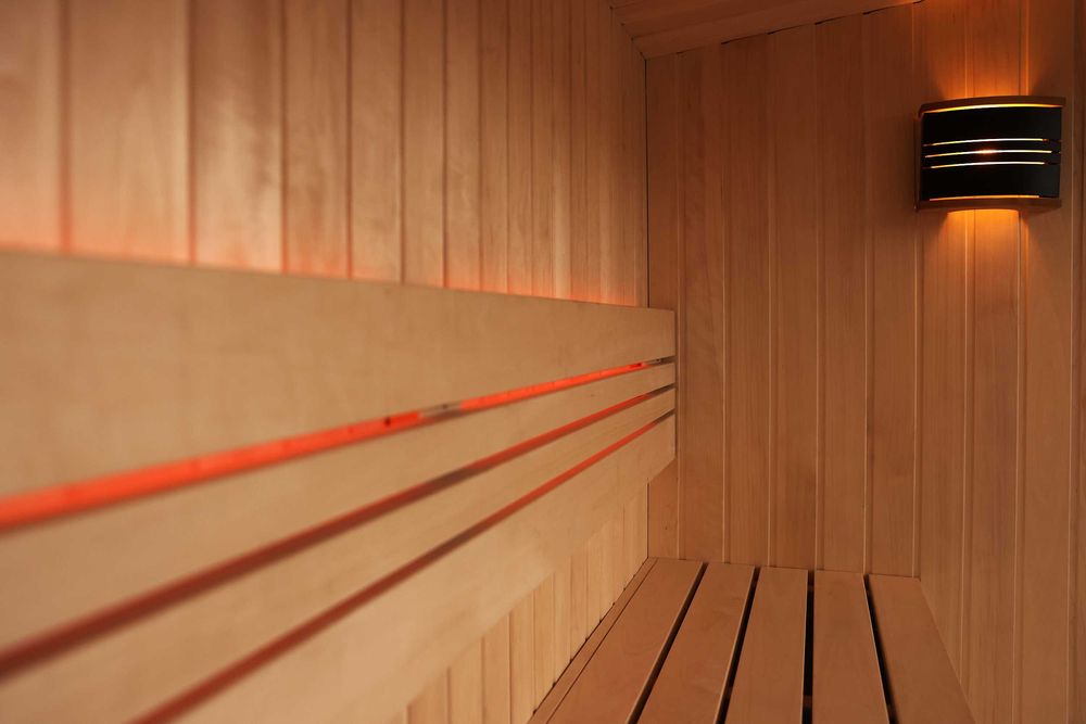 Nowoczesna sauna ogrodowa S1 DELUXE, Modrzew, sucha, zewnętrzna