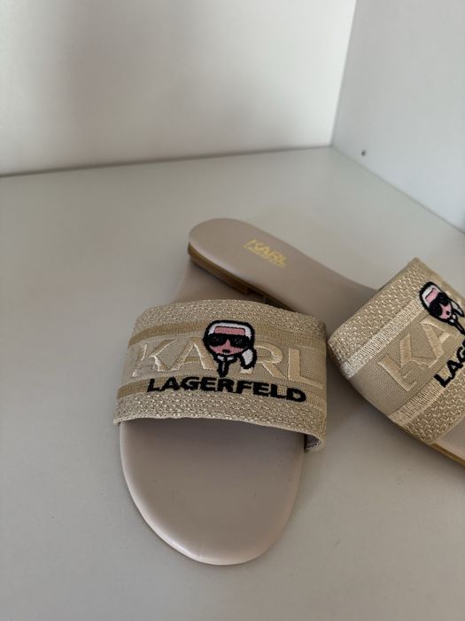 Nowe beżowe klapki Karl Lagerfeld