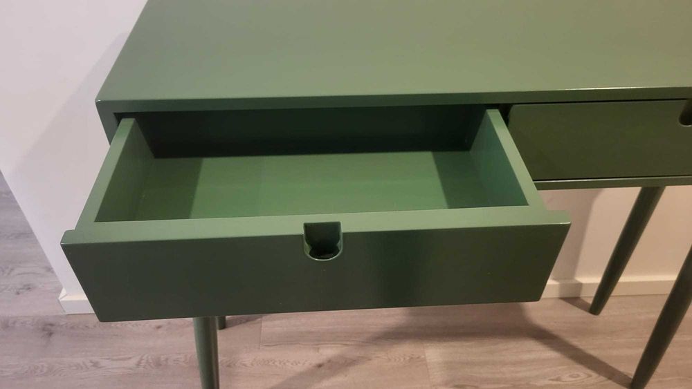 Consola de Hall de Entrada verde oliva lacada com 2 gavetas