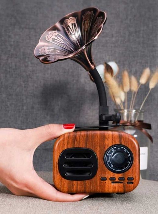 ZESTAW Odtwarzacz radiowy RETRO  w kształcie gramofonu BLUETOOTH sd