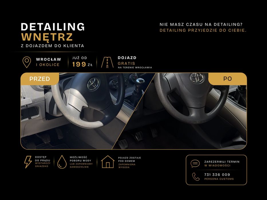 Detailing Wrocław – Wnętrza | Pranie tapicerki | Dojazd
