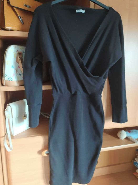 Prążek dzianina sukienka glamour śliczna