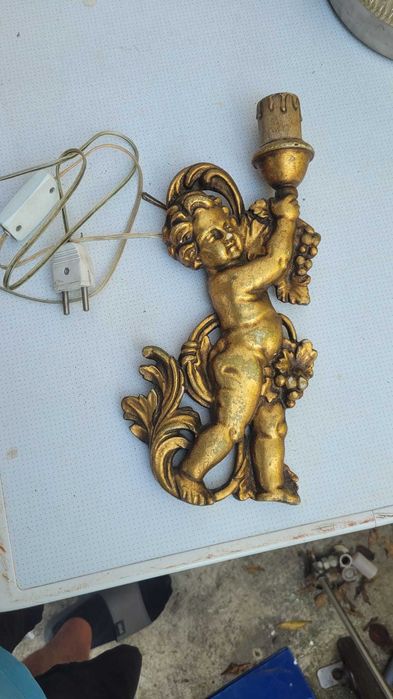 Candeeiro Parede Anjo Cerâmica Antigo