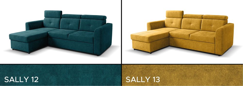 Narożnik POCKET 230x165 - funkcja spania, pojemnik, ruchome zagłówki