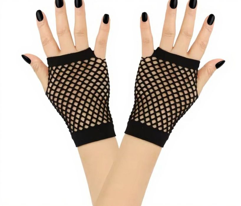 krótkie czarne rękawiczki kabaretki bez palców