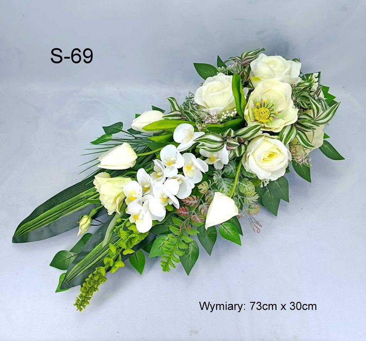 Kompozycja kwiatowa, stroik na cmentarz, na grób, storczyk, tulipany