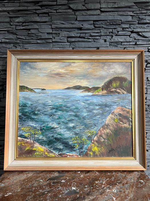 Obraz olejny malowany na płótnie morze rzeka pejzaż i 1967 r