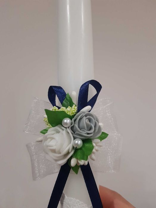 Zestaw do chrztu dla chlopca świeca pudełko okapnik