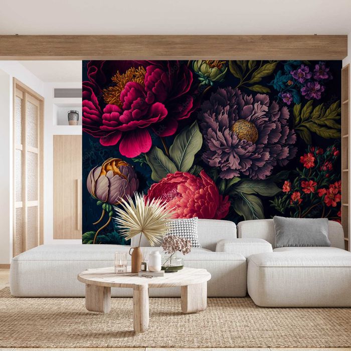 Żywe intensywne kolory grafiki kwiaty fototapeta na wymiar