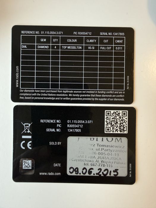 Zegarek męski Rado Centrix Diamonds Złoty. Tarcza kamienie szlachetne.